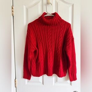 Cozy Red Cable Knit Sweater